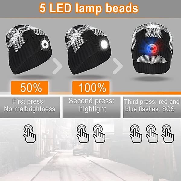 Hue med Lys 5 LED