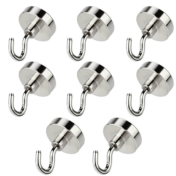 Magnetisk krok 8-pack Silver Sølv 8 kg