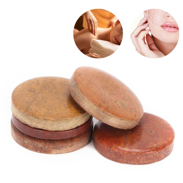 5 st Gua Sha Stone Naturlig massage Handgjord rund skrapbräda för ansiktsleder