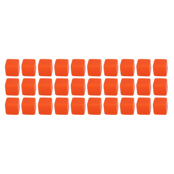 30 kpl muoviset tyhjät nopat, kiiltävät kuusipuoliset noppasarjat , set opetuskuutiot opetukseen Lautapelit Oranssi