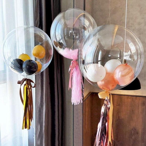 10 kpl 11-24 tuuman läpinäkyviä Bobo-kuplailmapalloja, kirkkaita ilmatäytteisiä helium-ilmapalloja, hää- ja syntymäpäiväjuhlat, vauvakutsu Transparent 10pcs 18inch