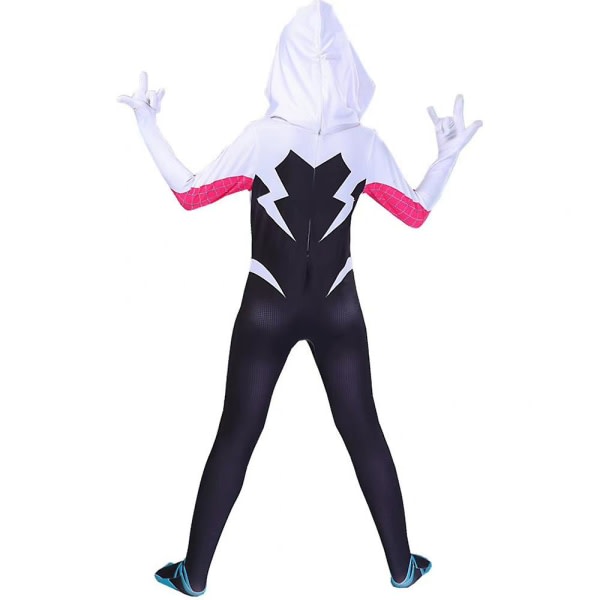 4-10 år Børn Piger Spider Gwen Med Maske Cosplay Jumpsuit Kostume 9-10 År