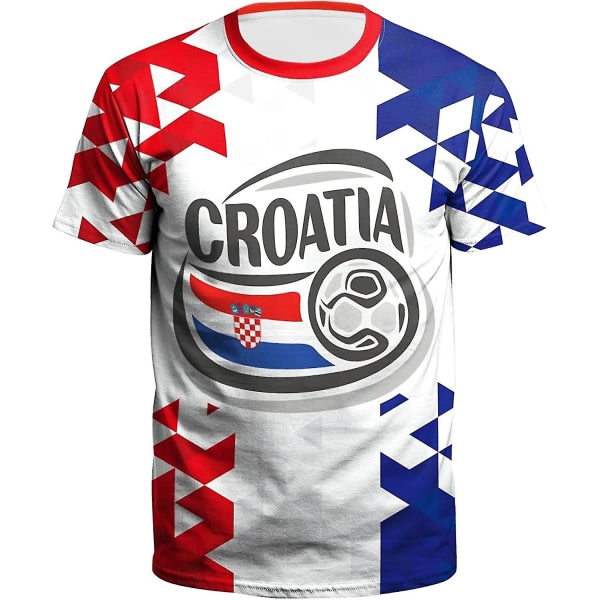 Kroatisk Flaggetröja, Fotbollströja Kroatien Fotboll, Fotbollströja 2022, Fotbollsfans Flaggetröja Toppar,l