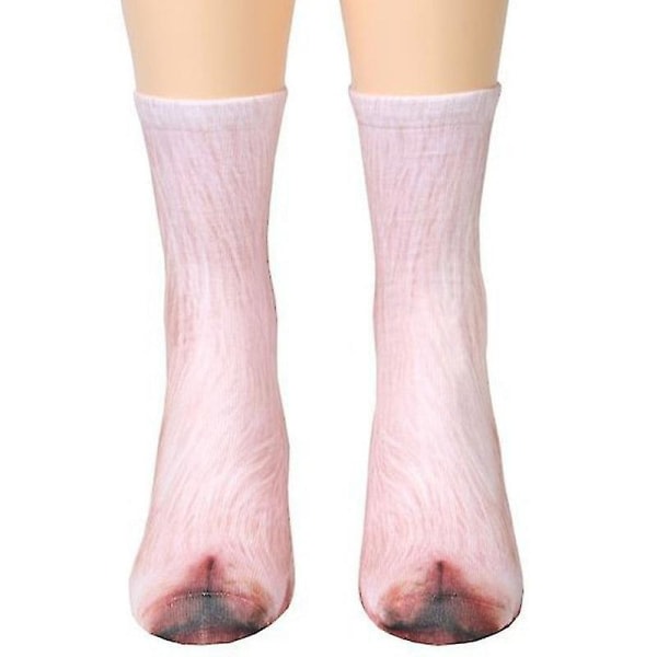 3D Rolig Unisex elastisk strumpa print Animal Paw Feet Crew Socks Pig