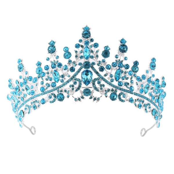 Legering Crown Bröllop Tiara Crystal Rhinestone Crown BLÅ Blå Blue