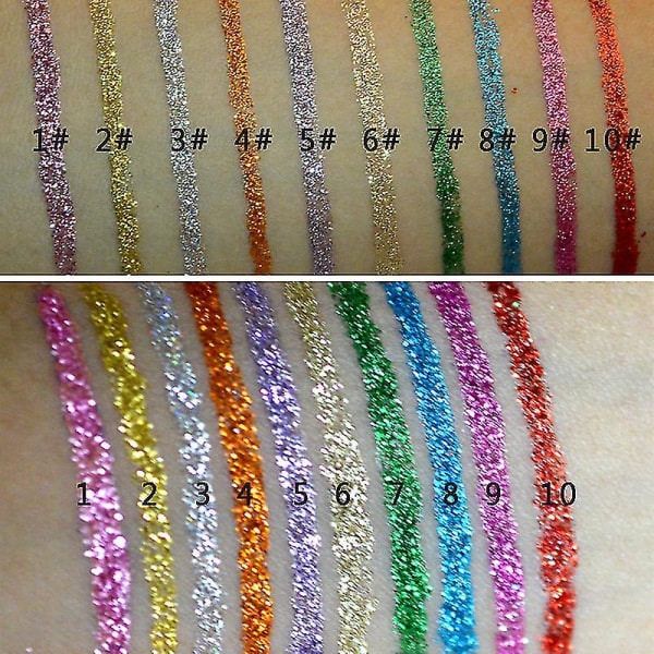 10 väriä nestemäinen glitter eyeliner, kimaltava vedenkestävä silmämeikki_costbuy