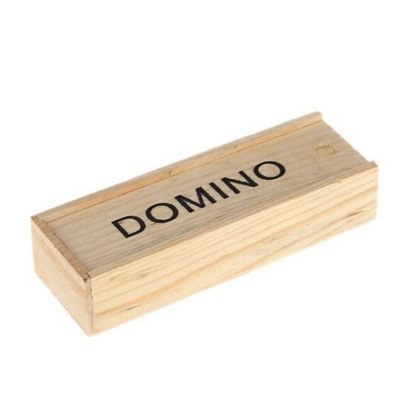 28 stykker svart dominosett Finpolering av tre Domino Game Travel Domino for Camping Domino