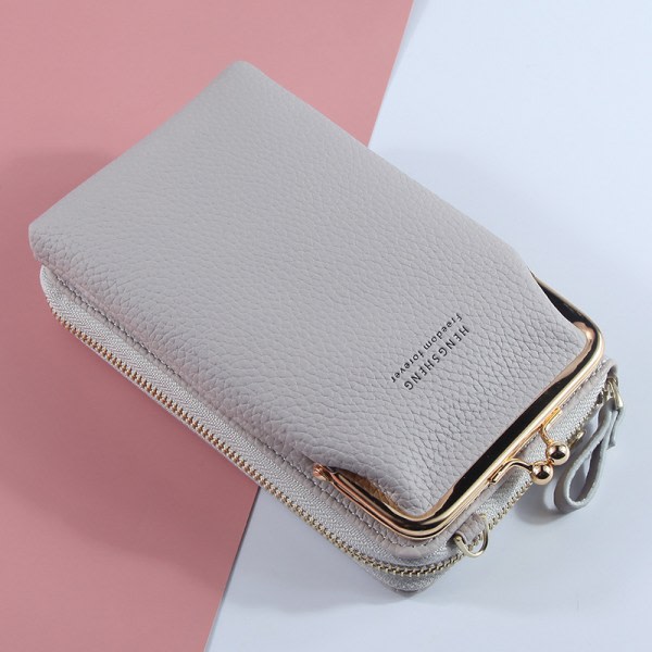 Mobilväska Plånbok Korthållare Väska med axelrem djupt rosa deep pink