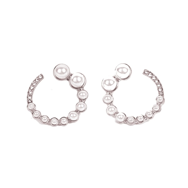 Utsökta kvinnor mode örhängen pärl örhängen smycken present (silver)