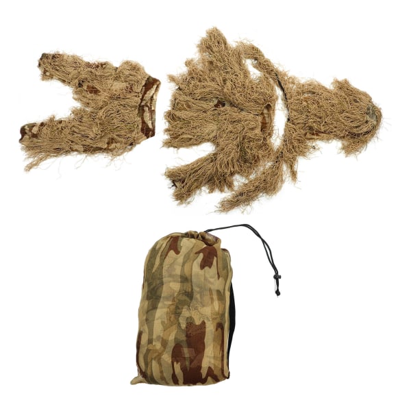Børne 3D camouflagedragt åndbar uld 5 i 1 jagttøj Camo outfit tøj inklusive jakke bukser Hætte opbevaringstaske til udendørs skydespil
