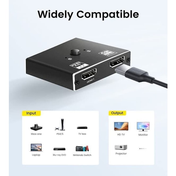 HDMI 2.0 Switch 2 in 1 ut 4K HDMI Splitter 1 in 2 ut—pa
