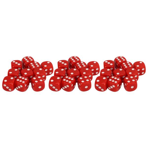 30st Set 6-sidigt runt hörn Vit antal prickar Plast Bärbar speltärning för brädspel Matematikundervisning Röd