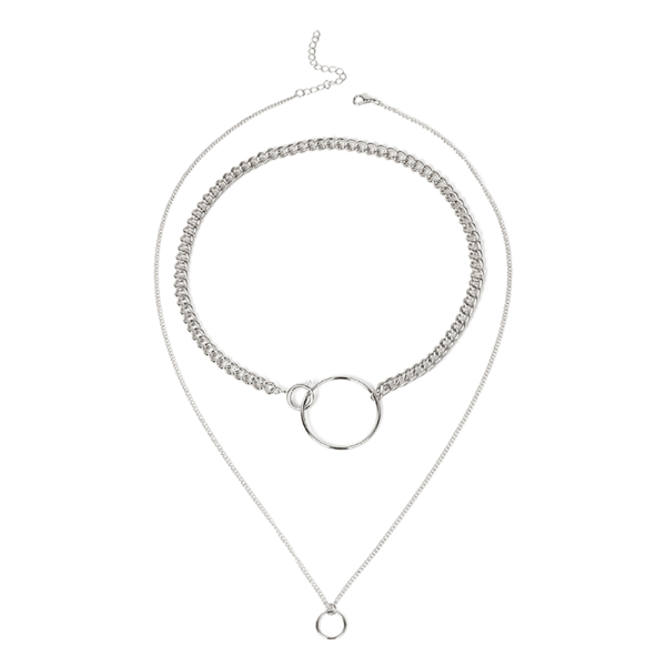 Dame smykker sirkel anheng hals kjede krage halskjede kvinnelig tilbehør (sølv)
