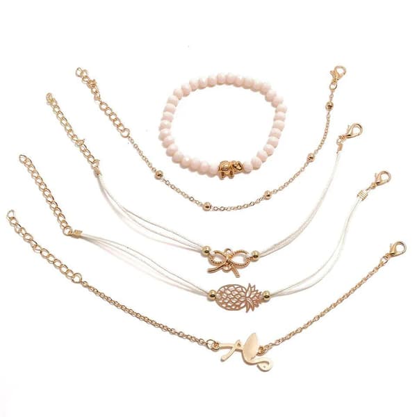 5 st Tunna Armband - Guldfärgade