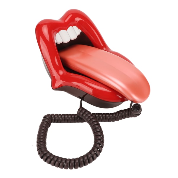 Stor tungeformet fasttelefon Søt stor rød tungetelefon med ledning for hjemme- og kontordekorasjon