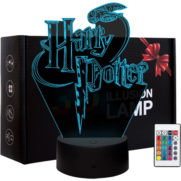 3D Nattlys Harry Potter Illusion Lampe Fargeskiftende LED