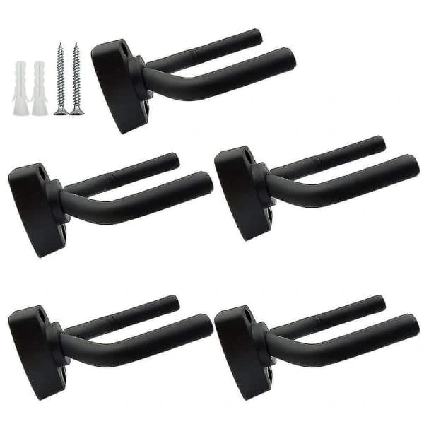 5-pack Svarta Gitarrhängare Väggmonterad Display med Skruvar Passar Gitarrer