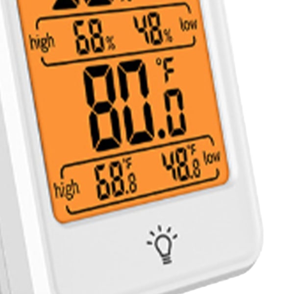 Termometer Hygrometer Digital temperaturmätare för luftfuktighet inomhus med bakgrundsbelysning för Greenhouse White