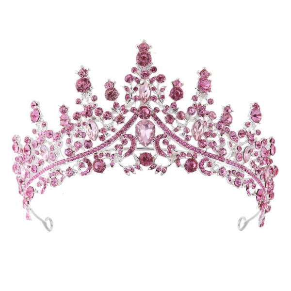Legering Krone Bryllup Tiara Krystall Rhinestone Krone ROSA Rosa Pink