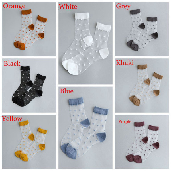 Transparent polka dot socks Ultra thin socks Crystal Silk BLUE blue