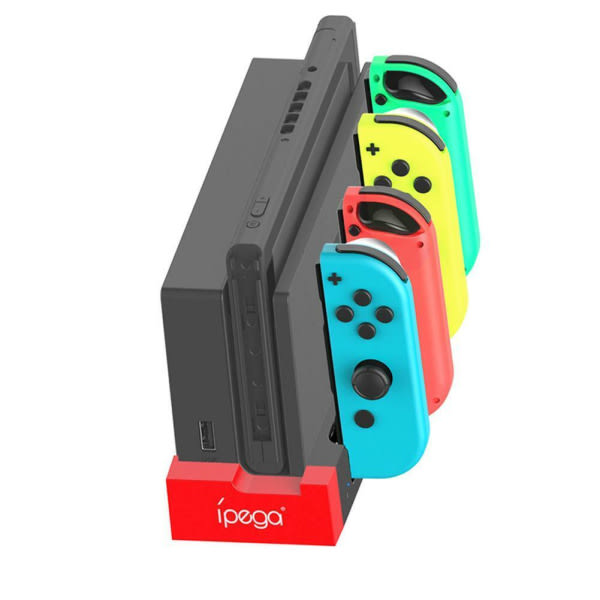4 Port Controller Laddare Laddningsstation för Nintendo Switch Joy-Con Game svart