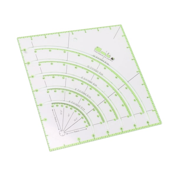 8 tommer akryl quiltelineal Multifunktionel Clear Arcs Fans Quilt Circle Cutter Lineal til Patchwork Syning Håndværksværktøj
