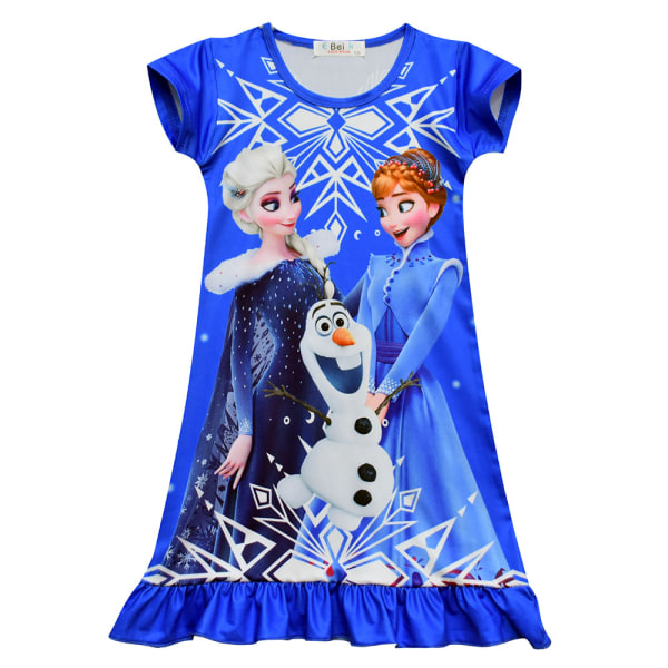 Disney Frozen Nightie Nattlinne Sommarskjorta Klänning Barnflicka #4 mörkblå 7-8 år =EU 122-128