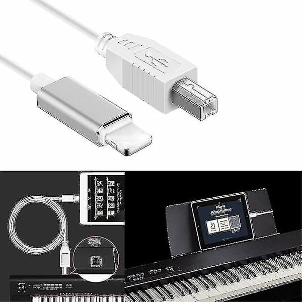 Paris_Lightning til Type-B MIDI Keyboard Converter USB 2.0-kabel for iPhone 7 8 X iPad