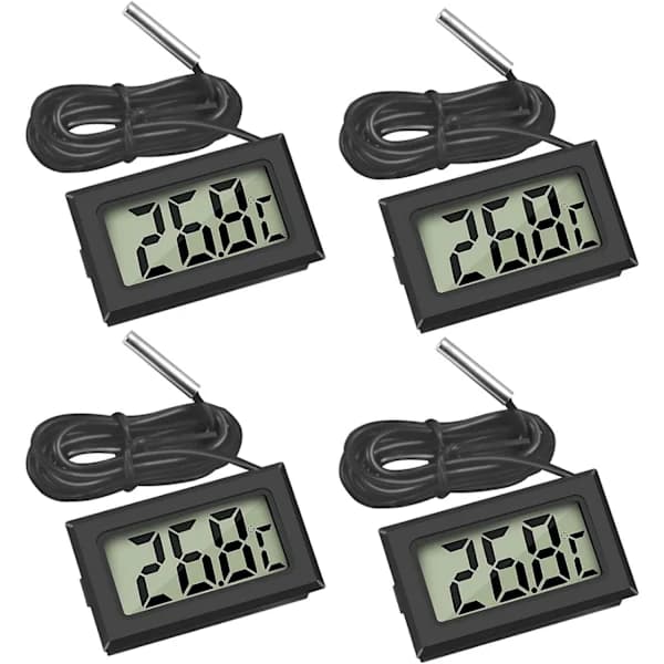 Mini digitalt LCD-termometer med temperatursondesensortester (4X svart)