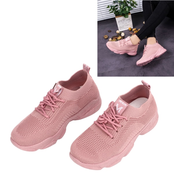 Stilfulde sportssko strikket Komfortabel åndbar klassisk mode sneaker til kvinder piger Pink 37 Størrelse Pink
