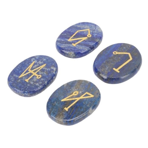 Naturlig halvädelsten Grov Reiki Healing Stone med magiska symboler graverad guld Grovpolerad Lazuli