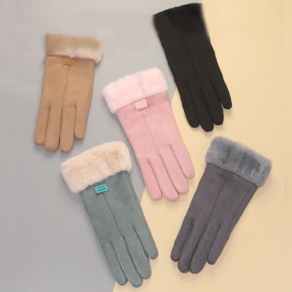 Damer Vinterhandsker Mode Mocka Varme Plys Finger Handsker