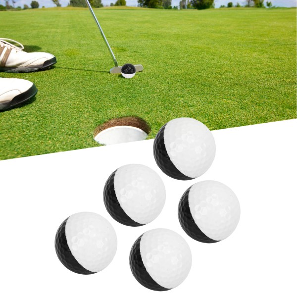 5 stk Golf Sports Treningsballer 2 Farge Golf Putting Practice Ball Sett Dobbeltlags Golf Gave Ball for Home Hotel Svart og hvit
