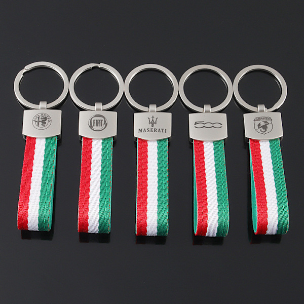 Paris Nøglering i syntetisk læder med italiensk flag i tre farver, farverigt logo, officiel