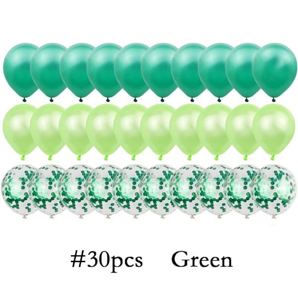 30 st/40 st Mix Roséguld Konfetti Latex Ballonger Födelsedag Bröllop Ballonger Fest Dekoration Green 30pcs