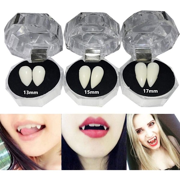 3 par vampyrtenner fangs proteser cosplay rekvisitter Halloween kostyme rekvisitter festartikler