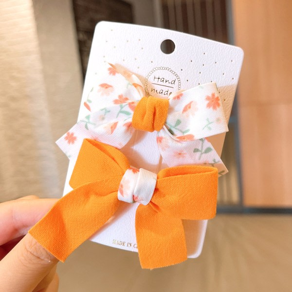 Barns rosett hårklemme jenter lugg klipp liten jente hodeplagg søt baby Sen hårtilbehør Orange Floral Bow