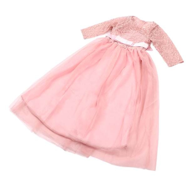 Prinsessatytön häämekko, 3/4-hihainen pitsinen kukkapuku Prinsessan pörröinen mekko lapsille Pinkki 120cm