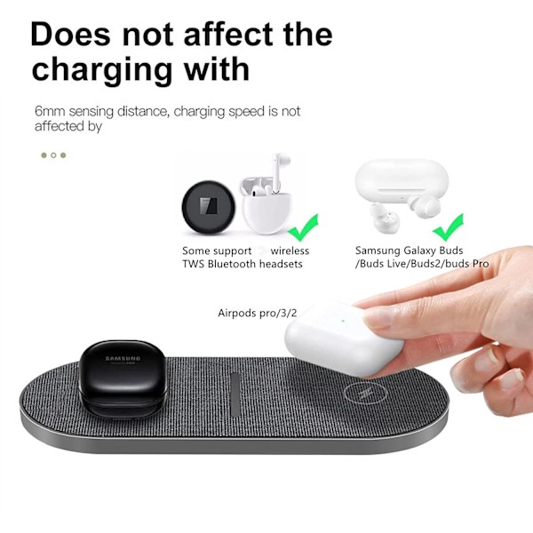 2 i 1 dubbel trådlös laddare 40W för iPhone 15 14 13 12 11 XS XR X 8 Airpods 3 Pro Samsung S23 S22 S21 dubbel snabbladdningsplatt Dual 20W