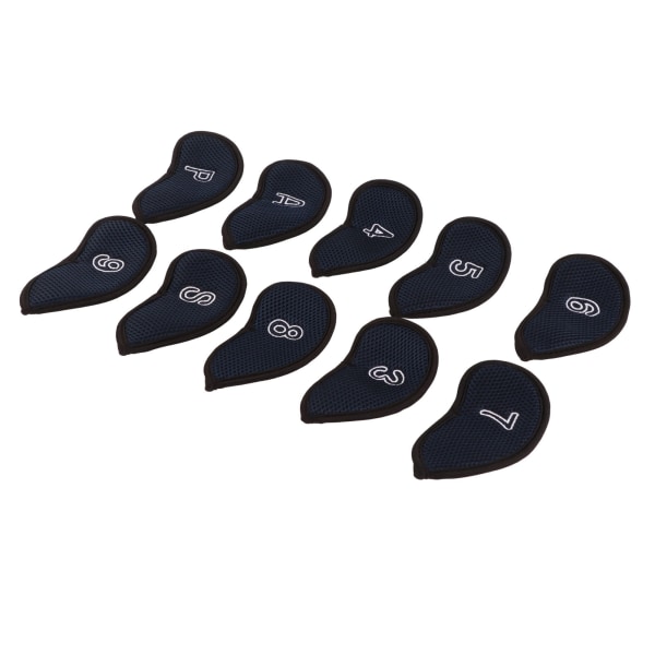10 st Golf Iron Covers Set med siffror Vattentät Golf Head Cover Skydds Headcover för Court Exercise Mörkblå