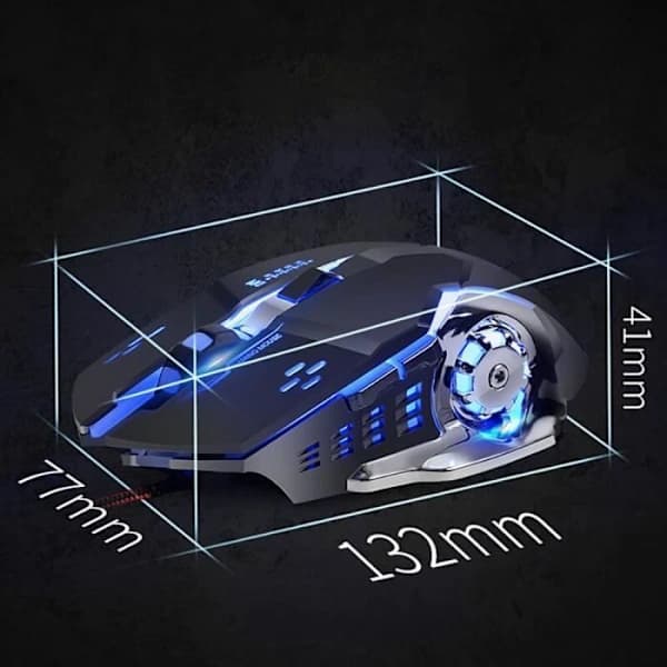 USB LED Optisk Kablet Mus - Stille Klik - 2400DPI (Sort)