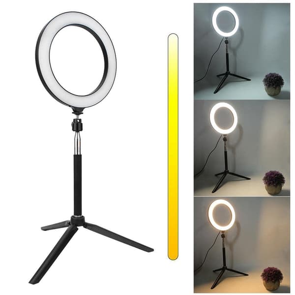 Selfie lampe / Ring light (20 cm) og stativ