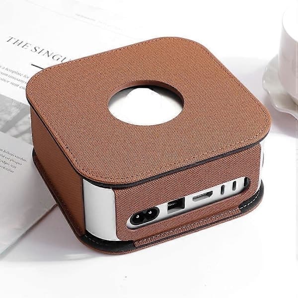 Beskyttende læderetui til computervært, tilbehør til Mac Mini 2024 / M4 Brun