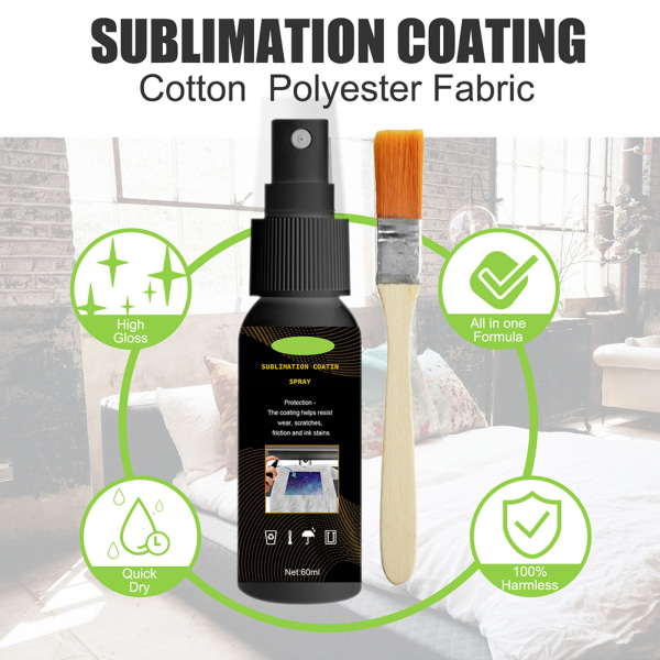 60ml Sublimation Coating Spray til bomuld T-shirts Hættetrøjer Håndklæder Lærred Nem subli til sublimering og hurtig tørring
