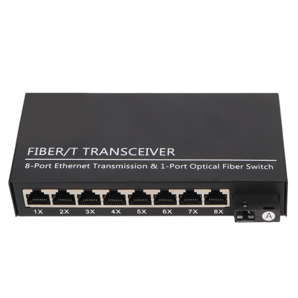 Tx1310nm RX1550nm fibertransceiver op til 25 km 1 optisk port 8 elektrisk port Single Mode Ethernet Fiber Switch 100?240V EU-stik