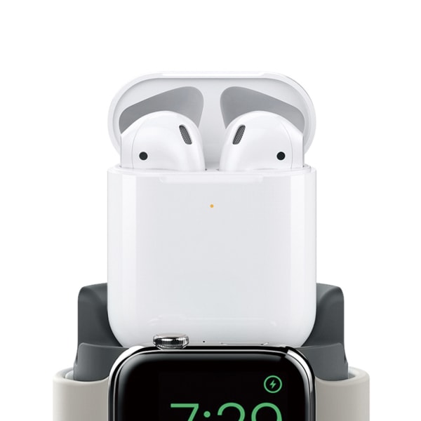 for IOS telefon ørepropper Klokke Ladestasjon Multifunksjonell silikon ørepropper Klokke Ladedokking for IOS telefon grå