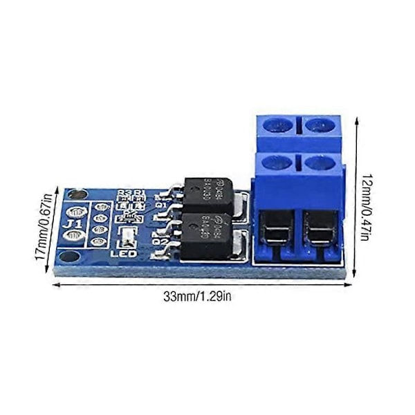 30 KPL MOSFET-kytkimen ohjainmoduuli DC 5V-36V 15A (Max 30A) 400W Kaksois suuritehoinen 0-20KHz PWM DC-moottori S.pa