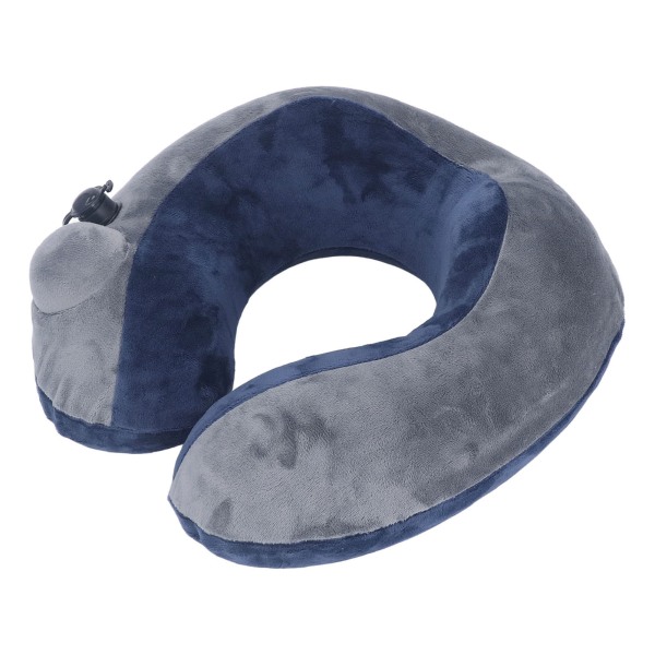Selvoppblåsbar reisepute U-formet bærbar nakkestøtte for å sove Napping Mørkeblå med grå