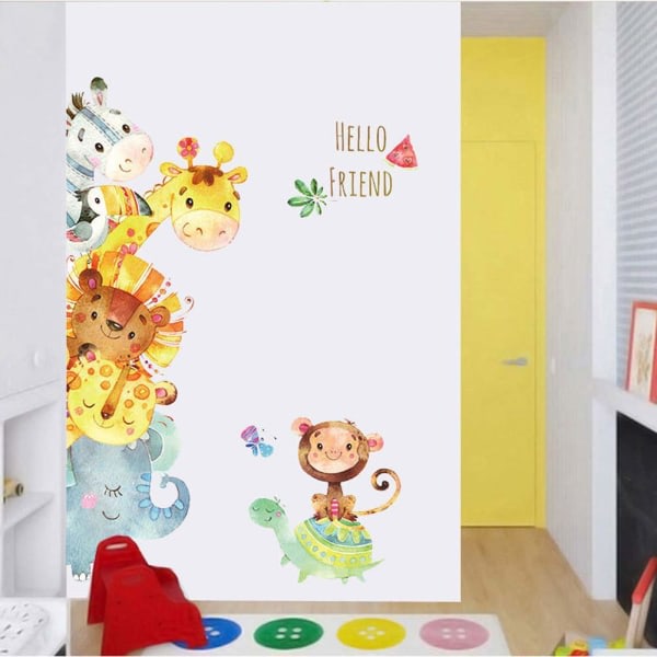 Tecknade djur väggdekor DIY navetta väggmålning dekaler för barn
