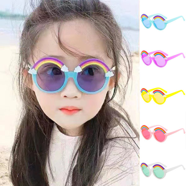 Barnsolglasögon Söta regnbågssolglasögon for flickor Yellow